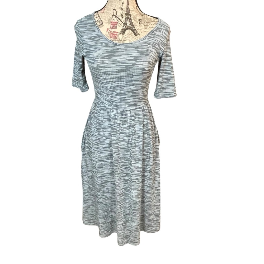 Sweet Salt Chic Heathered Blue and Gray Midi Dress